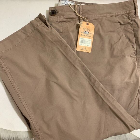 FAT FACE FARNHAM Chino Capris Pearwood Brown Cotton/Elastane Sz 14L NWT - Picture 11 of 13